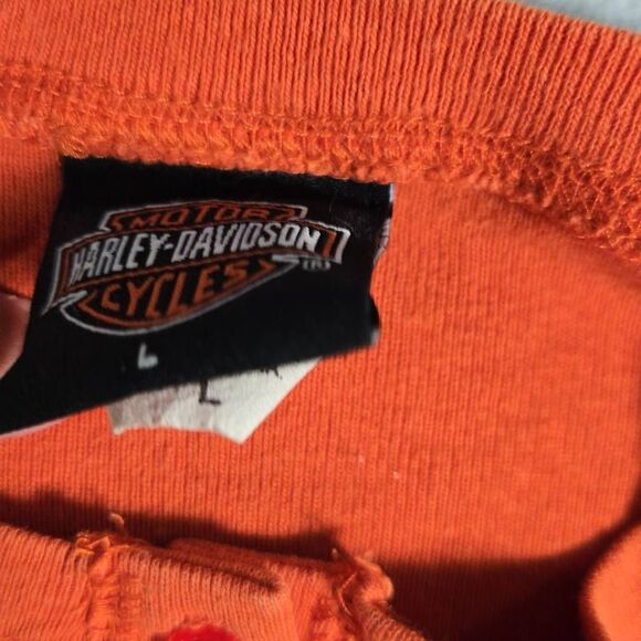 Vintage Womens Henley Thermal Harley Davidson T Shirt 2001 made in USA Large - Picture 4 of 12
